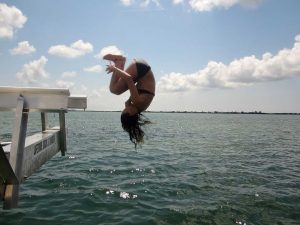 Jumping off the dock in Key West, FL.