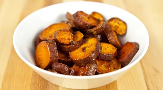 Roasted sweet potato coins.