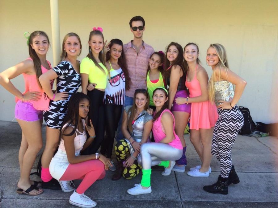 Dance sophomores Katia Lago, Samantha Epling, Gianna Theodore, Sydney Liggins, Alexia Belrose, Emily Karas, Savannah Alberty, Francesca Horvath, Alex Buitrago and Kiandra Hering representing Pop and Techno Music.