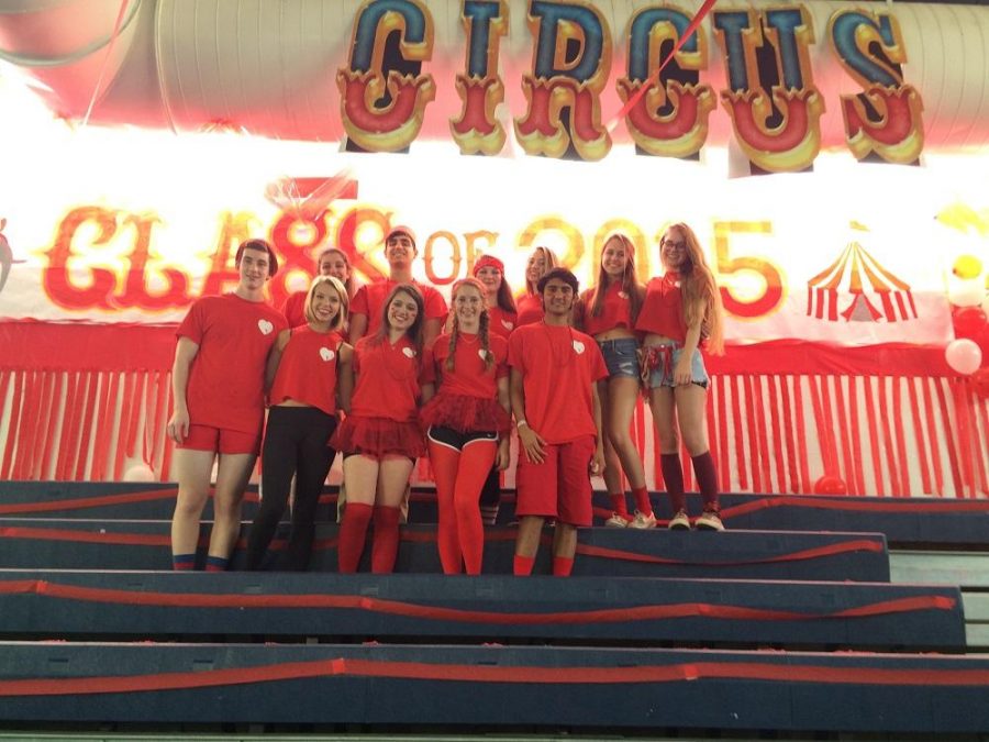 The junior class council with their completed Pep Rally decorations.