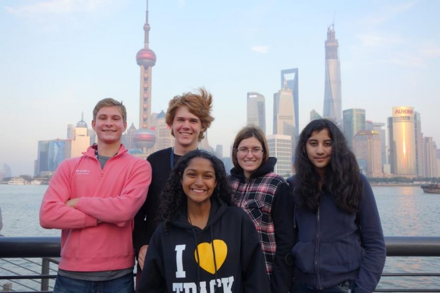 On a tour in Shanghai China. (From left to right) theatre junior John Hench, communications junior Konrad Czaczyk, communications freshman Anjelica Abraham, visual junior Amanda Zwick and communications freshmen Uma Raja 