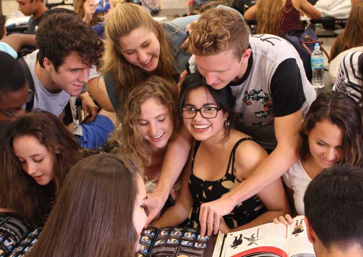 Top row, from left: theatre senior Cris Carianna, digital media senior Meredith Padgett and visual senior Mason OBrien. Second row, from left: visual seniors Emma Ely, Emily Wallmueller and Helen Morales, band senior Shannon Silver. 