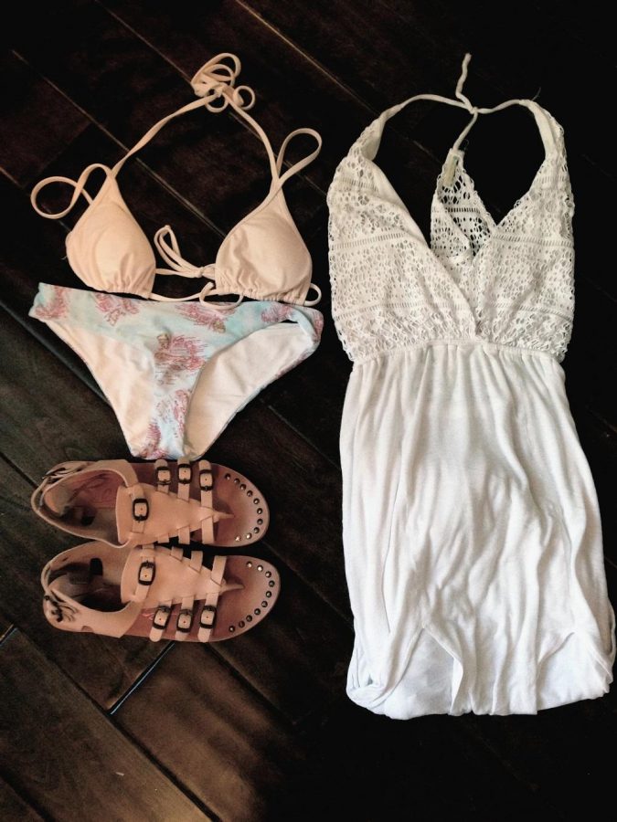 Bathing suit from L*Space, Rebels sandals, and Bettinis cover-up.