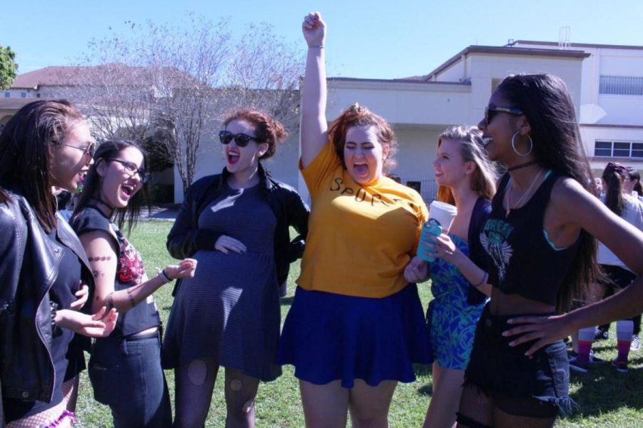  Theatre senior Lyric Haughton(l-r), theatre senior Amera Spagnoli, theatre senior Melanie (don’t know last name), theatre junior Camille Malkasian, theatre junior Katie Wilhoit and theatre senior Gelila Hawthorn.