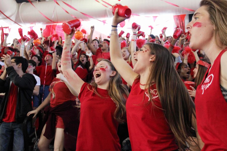 The junior class cheers for their grade at this years pep rally. 