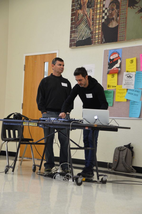 DJ Funky Fish plays music for Dreyfoos students during lunch. 