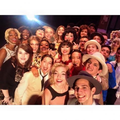 The cast of "Millie" takes a selfie with Mr. Luftig's Tony after the Saturday evening show.