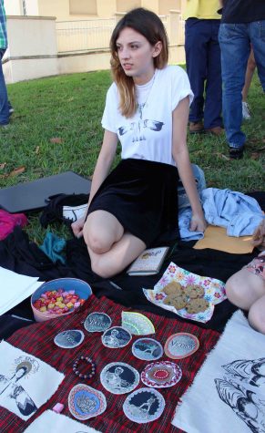 "These are backpack patches they're all handmade and embroidered and silk screen printed," visual senior Amelia Harrell said.  