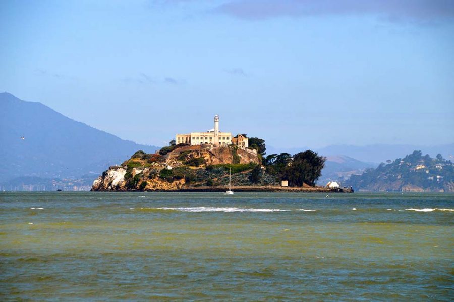 Alcatraz Island, located in the San Francisco Bay, just offshore from San Francisco, California.