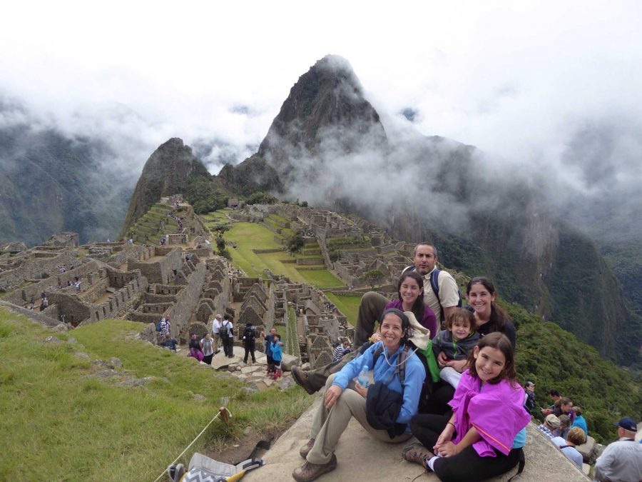 Kapitulnik with her family in front of Machu Picchu.