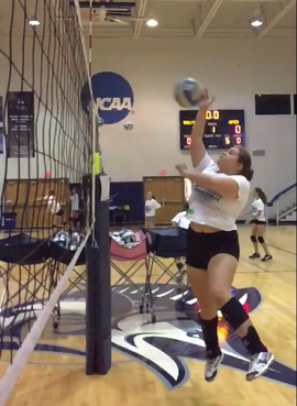 Communications junior Mariana Pesquera trains at the Palm Beach Atlantic University volleyball camp.