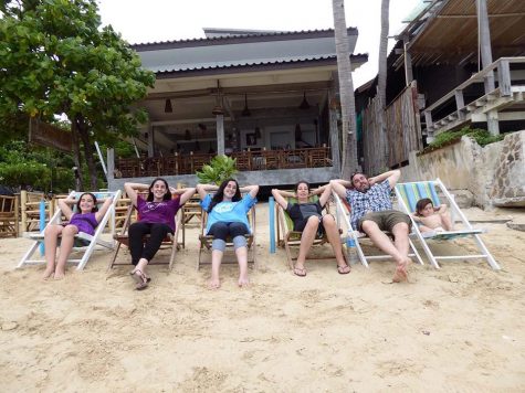 Communications junior Tom Kapitulnik with her family relaxing on the beach in Kho Phangan.