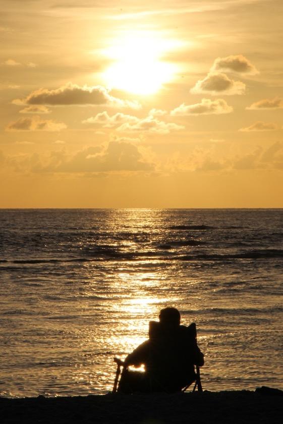 Sunset on a beach in Sanibel Island, FL.