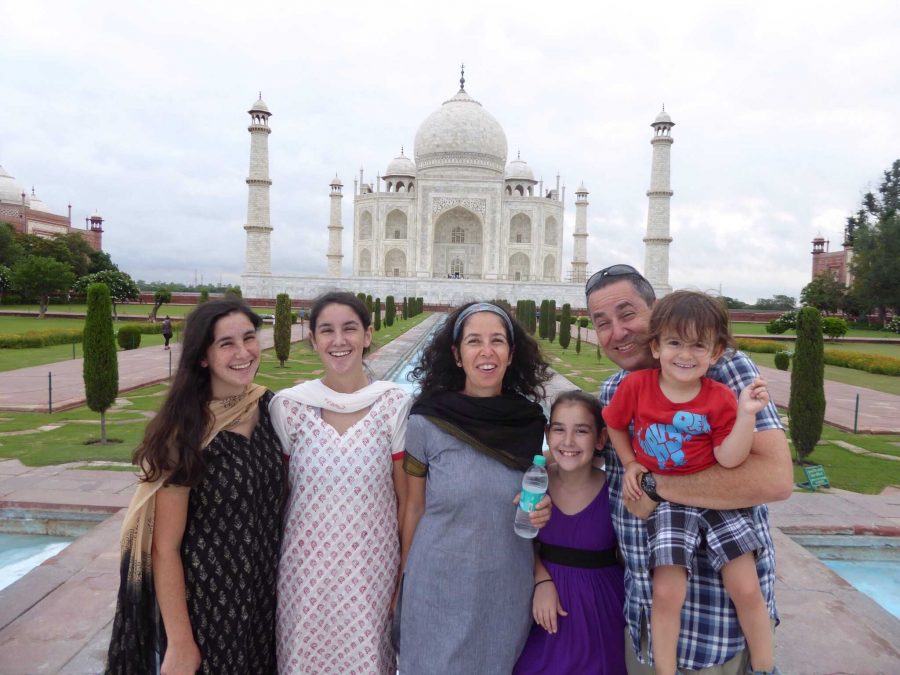 Communications junior Tom Kapitulnik (second from left) stands with her family in front of the Taj Mahal. 