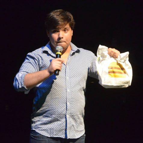 Theatre alumnus Max Reiter ('15) performs his fast food skit.