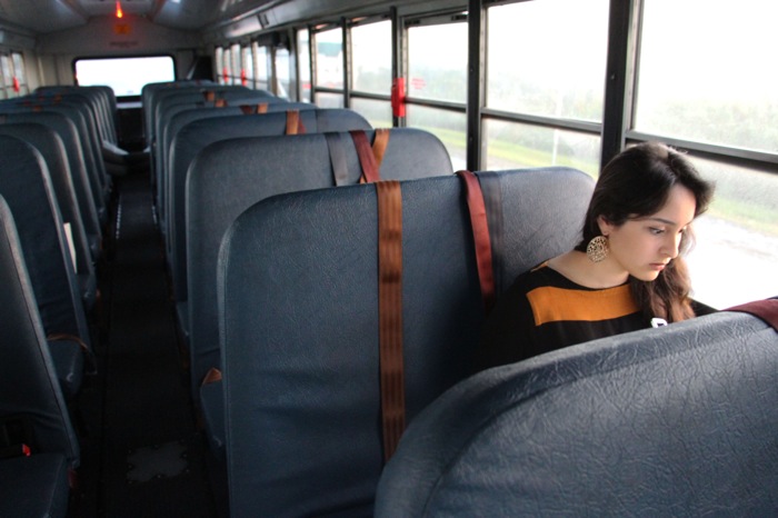 Communications senior Starr Courakos won fourth place for Picture of the Year in the environmental portrait category with this photo. The photo was in issue 5 of The Muse from the 2014-2015 school year and the original caption read: Communications senior Diana Calderon boards her bus at 5:30 each morning to make the trip from Belle Glade to Dreyfoos.