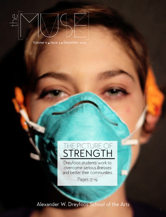 Communications junior Julia Horneck received an Honorable Mention for Design of the Year in the newsmagazine cover category for issue 3 of The Muse in the 2014-2015 school year. The original caption for this cover photo read: This cover story shares two students experiences with illness and how they overcame all odds to give back to their communities. Through friendship and family, they epitomize the picture of strength. 