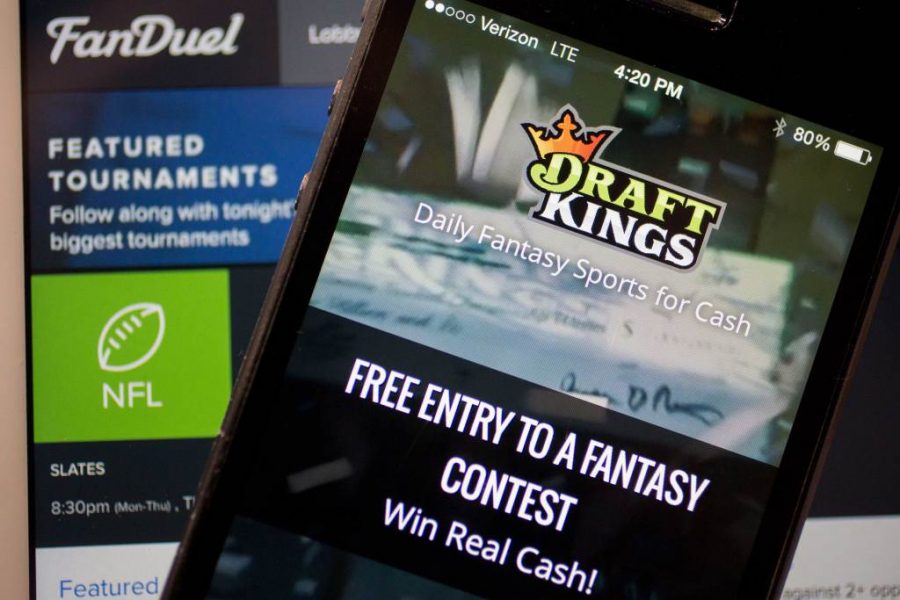 The home screens of  the popularly played fantasy football leagues, FanDuel and DraftKings.