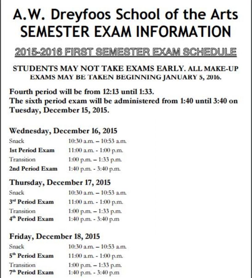 New Exam Week schedule