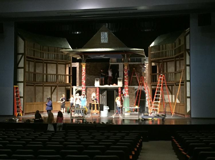 The set of Romeo and Juliet, the latest production from the Dreyfoos theatre department.