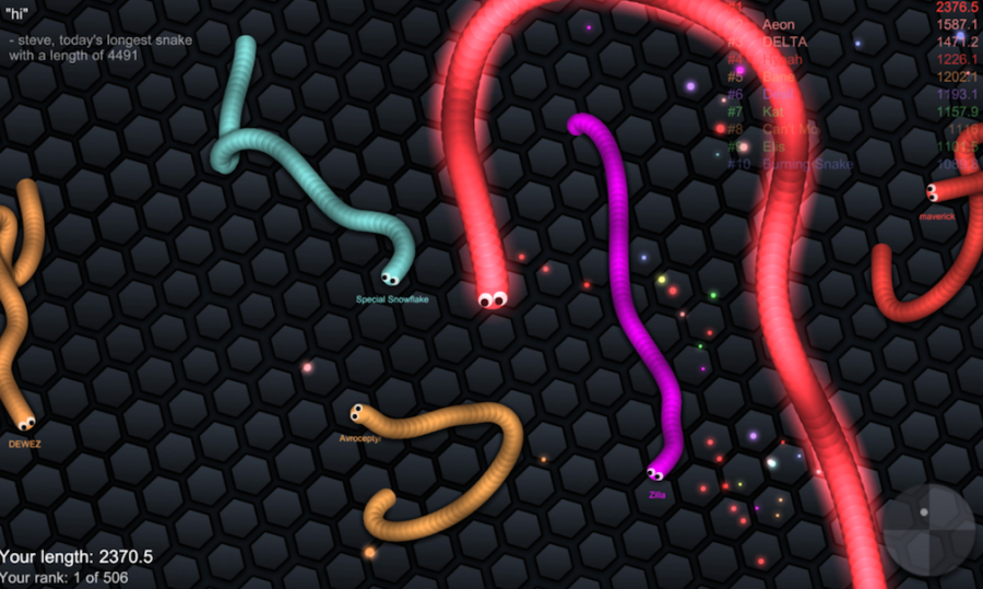 The app and computer game Slither.io has gained popularity with multiple age groups. In this strategic multiplayer game, players aim to become the largest snake.