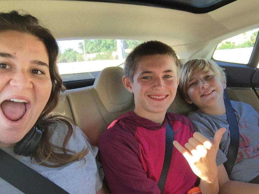 Communications junior Dylan Pollak rides in a car with her two brothers to the airport. Pollak spent her Fourth of July taking a family vacation at Atlanta, leaving on June 4 and returning June 8
