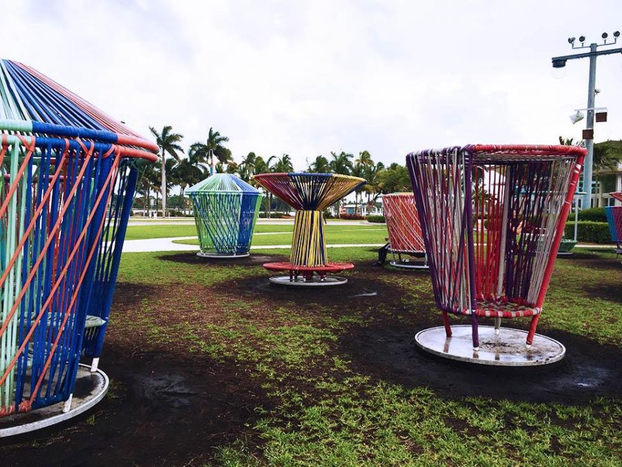  Los Trompos, or the Spinning Tops, are shown here on Clematis’ Great Lawn. The interactive art piece has been open since June 2, from 10:00 a.m. to 10:00 p.m., and will be leaving the waterfront on Aug. 28. 