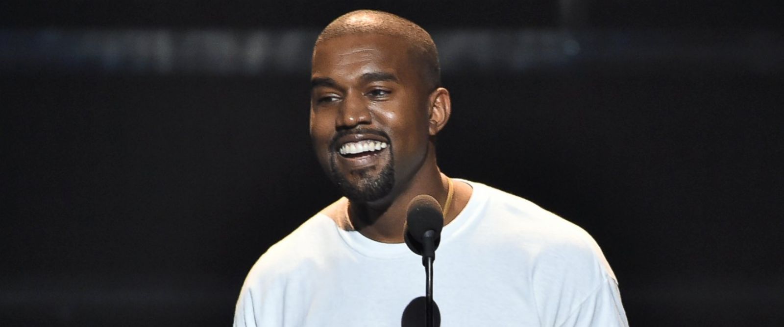 Kanye West delivers a speech before premiering the music video for his new song, “Fade.”