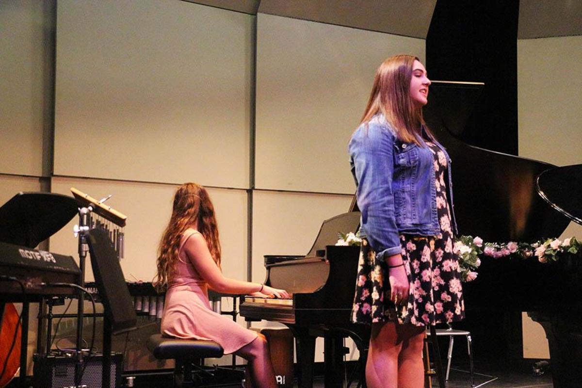 Vocal senior Makayla Forgione sings Hallelujah by Jeff Buckley while piano senior Christina Harbaugh plays the piano.