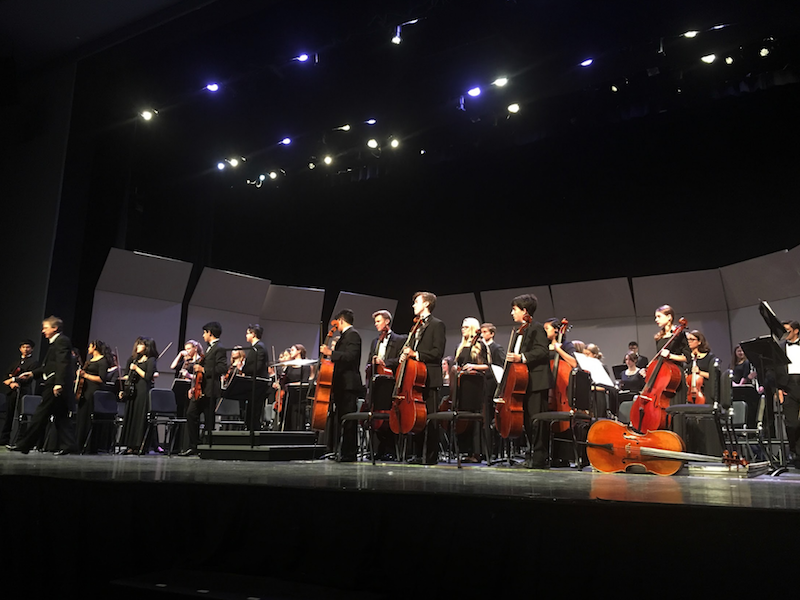 The Philharmonic Orchestra rose from their seats at the end of the concert following the piece “Italian Symphony,” as the audience gave a standing ovation to the students in Meyer Hall.
