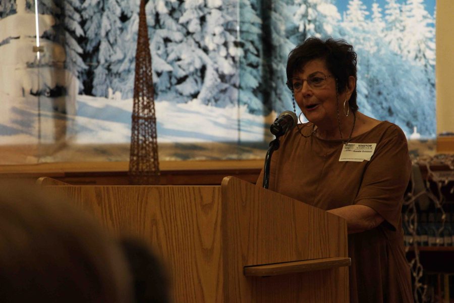 Holocaust survivor and guest speaker Rosette Goldstein tells students about her experiences during lunch in the media center. I came to speak today because I think its very important for young people to hear what Holocaust survivors have to say. Its not just an event of the past, it also pertains to the future.​​ 