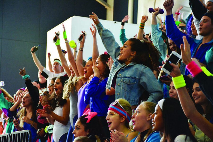 Students gathered in the gym during lunch to watch each class perform its generation dance. Seniors stood in the bleachers while chanting their graduating year and cheering on their classmates.