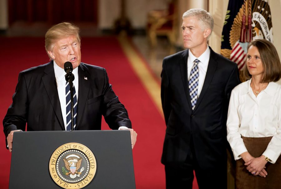 President Donald Trump with Supreme Court nominee Neil Gorsuch at the White House. 