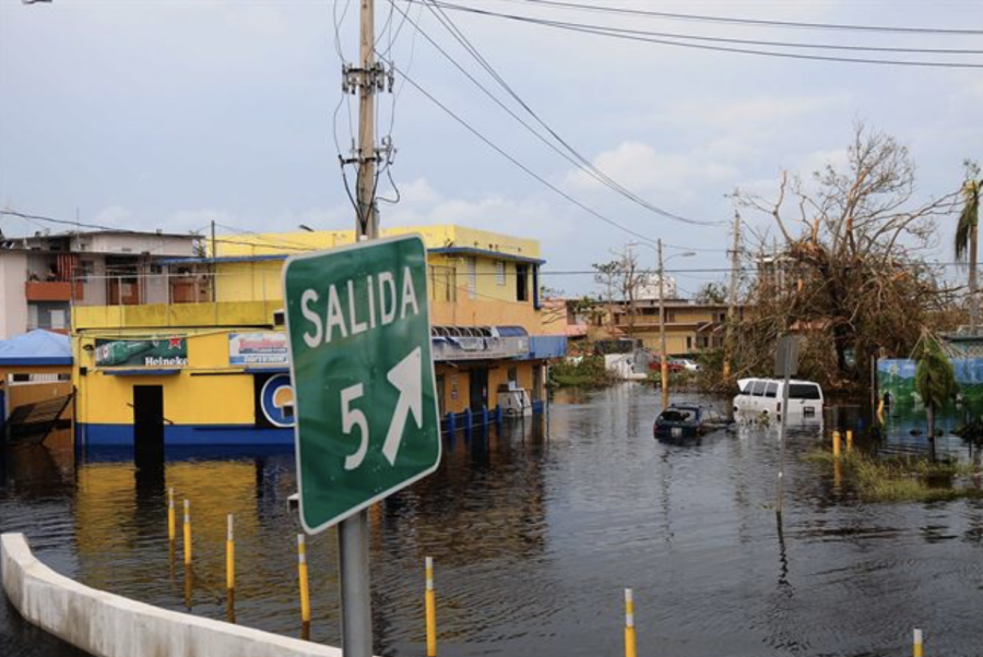 A flooded neighborhood in Puerto Rico.