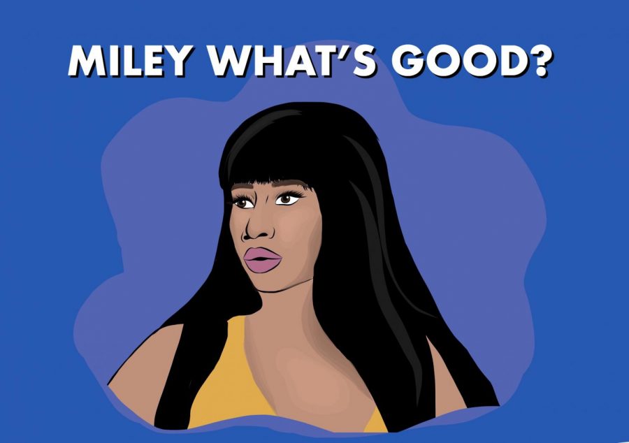 After+Nicki+Minaj+accepted+the+VMA+Award+for+Best+Hip-Hop+Video+in+2015%2C+Minaj+said+to+Miley+Cyrus%2C+%E2%80%9CMiley%2C+whats+good%3F%E2%80%9D+This+statement+has+since+been+deemed+a+clapback+to+problematic+celebrities.