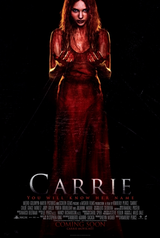 Poster+for+the+film+Carrie.+This+film+represents+the+lead+character%2C+Carrie%2C+as+powerful+and+self-actualized%2C+and+is+an+example+of+a+horror+film+with+a+strong+female+lead.+