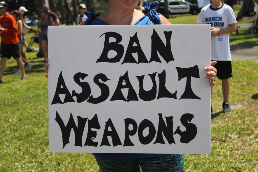 A protester proudly carries just one of many signs at the West Palm Beach March for Our Lives demanding for stricter gun control. One of the biggest obstacles in the fight to ban assault weapons is the National Rifle Association (NRA), who, according to BBC News, spends over three million dollars each year to influence America’s gun policy. The NRA also puts millions more into politicians’ campaigns that support Second Amendment rights. 
