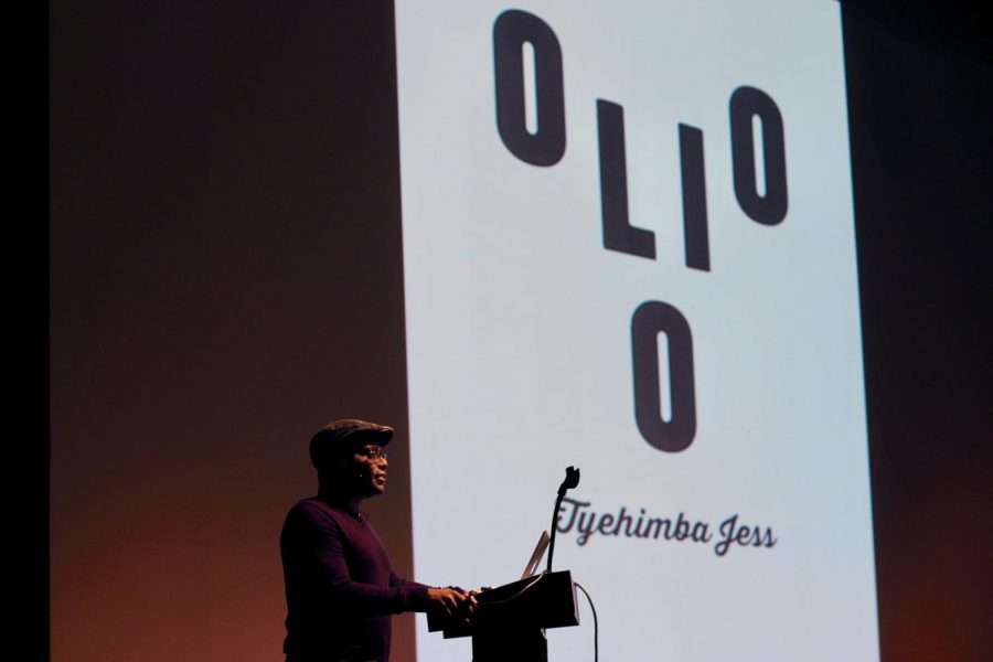 Pulitzer Prize-winning poet and author Tyehimba Jess reads selections from his book “Olio” to students. “Olio” features the stories of black entertainers in the 19th and 20th centuries. Jess presented a series of five syncopated sonnets on twins Millie and Christine McKoy, who were some of the characters. “As a creative writer, I have never seen anything presented in the way he did. He presented concrete poetry as a body, rather than just a piece of literature,” communications junior Elise Nau said. “He didn’t tell the stories of others; he embodied them.”