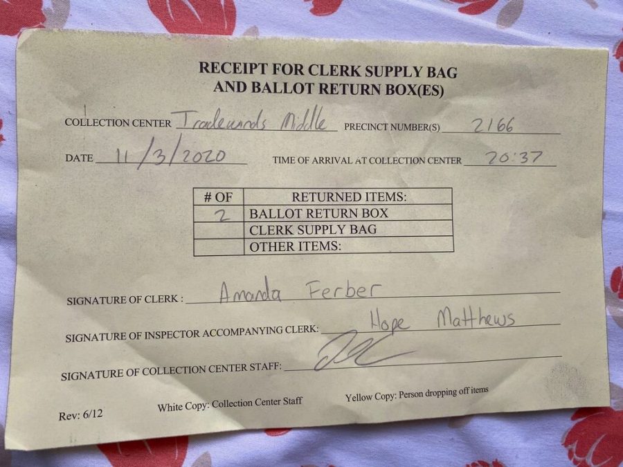 SOE officials gave me this receipt after retrieving two ballot boxes and the clerk supply bag from the trunk of my car. This receipt demonstrates the extent to which SOE maintains ballot accountability in an effort to avoid discrepancies in polling results.