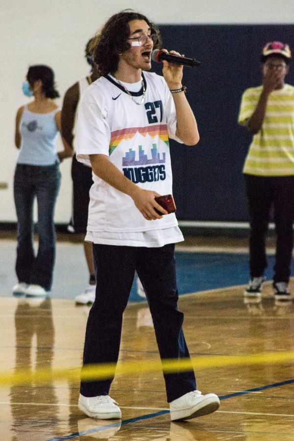 Chantayan leads the “two-oh, two-two” chant for the senior class.