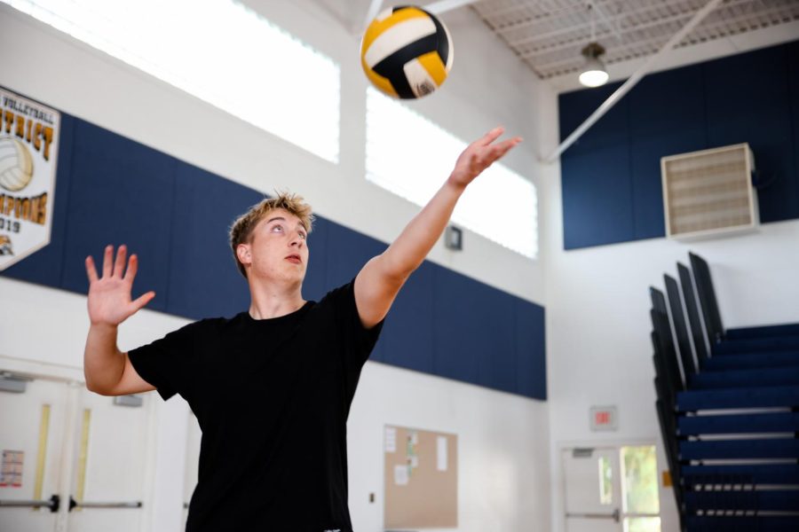 4:20 p.m: Visual senior and boys volleyball setter Dennis Gettinger serves a volleyball during practice.

“I look forward to practice every day,” Gettinger said. “I’ve wanted to play here since freshman year because I played in middle school and really liked it. This is the first chance Ive had to play here so I was really excited to try out.”
