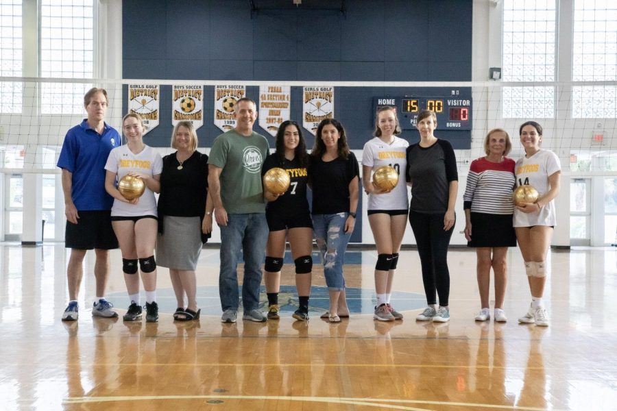 Before the game began, all four seniors were awarded golden volleyballs, a Senior Night tradition. “(It was) bittersweet for sure,” vocal senior Amelia Guiliani said. “I’ve been excited for Senior Night since freshman year, but it’s also sad that it’s my last season, and it’s almost over.” 
