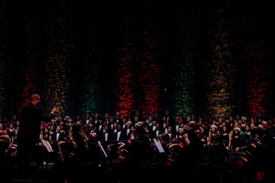 Music students play 
“Over the River and through the Wood” during the annual Prism performance. The students performed for students and teachers across Palm Beach County.
