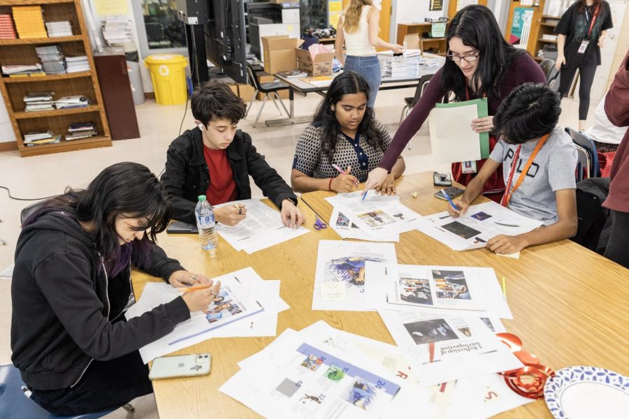 During Scholastic Journalism Week, The Muse staff attended a proofing stay-after for their upcoming third issue on Feb. 21 after
school. The staff edited proofs — large, printed versions of the pages. This process allowed
everyone to provide feedback on designs, photos, and stories before sending the issue off to
print.