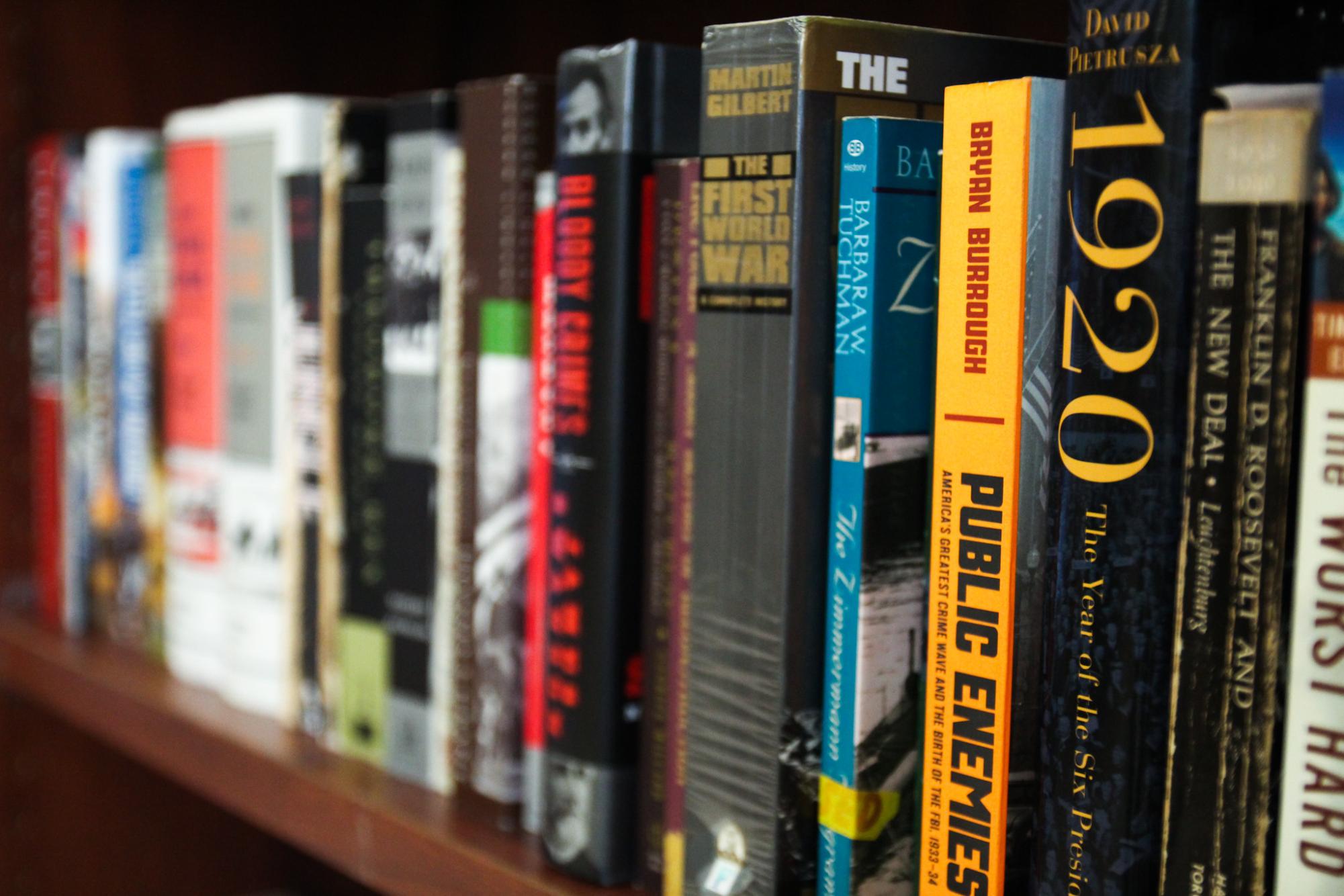 In the back of social studies teacher Jeffrey Stohr’s room, established books are lined up along a bookshelf, awaiting use. Along with other textbooks and language arts books, these history books also require vetting before being shown to students. “What were teaching is history. It’s facts,” Stohr said. “Were not dealing with theories here. (Book vetting) is just so frustrating.”
