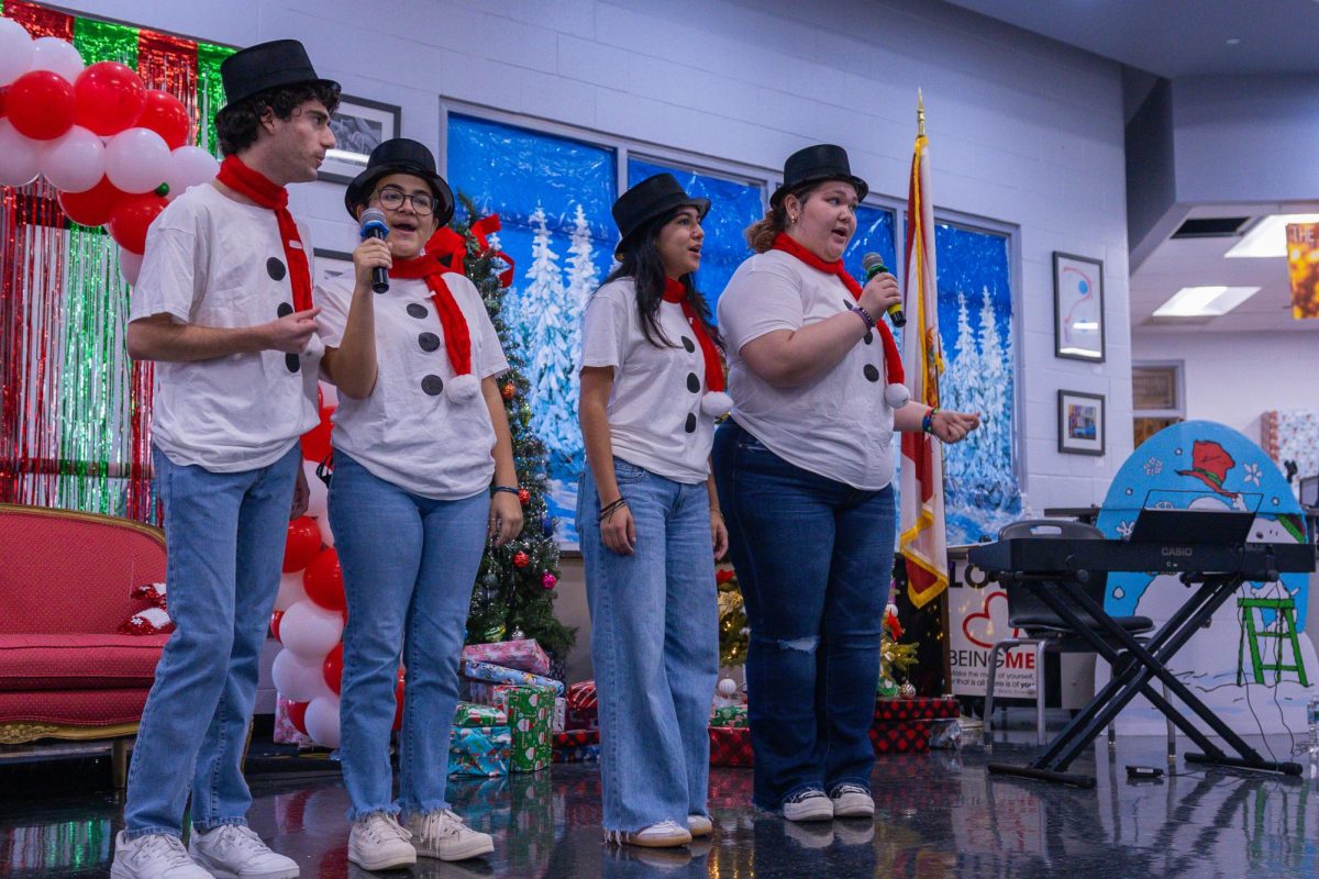 Singing a rendition of “frosty the snowman”, Vocal students had the opportunity to dress up and perform songs and other musical instruments during the Jefferson Jubilee. Members of the dance, theater, and music departments also had the opportunity to perform during the event. 