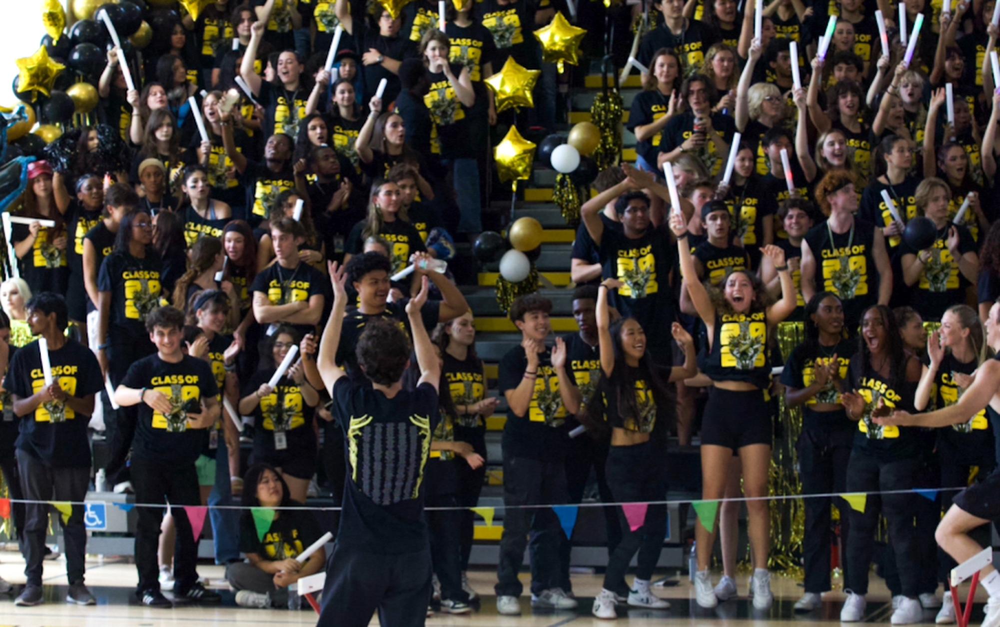 Celebrating a win at the Pep Rally after the relay race, the class of ‘25 abrupts into cheers. 