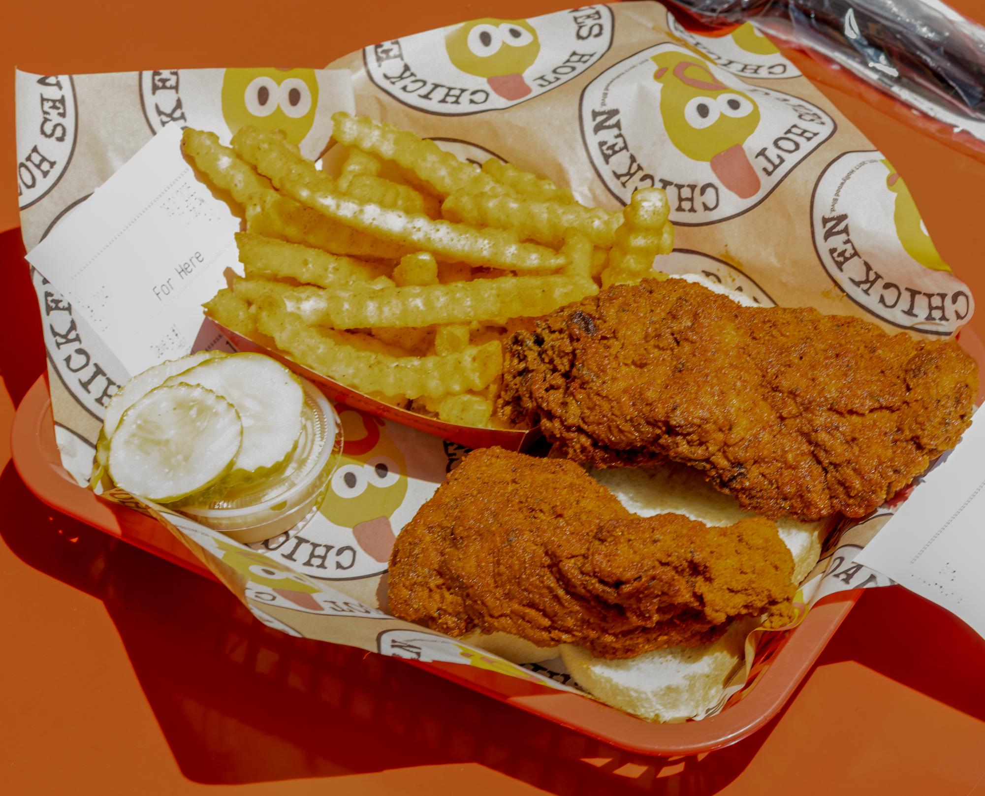 The Hot Chicken Tender meal from Dave’s Hot Chicken.