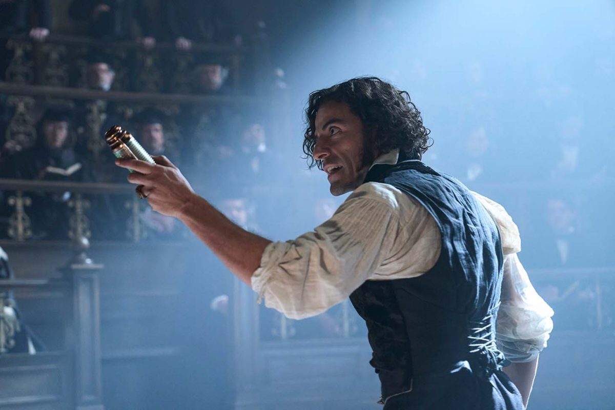 Victor Frankenstein (Oscar Isaac) delivers his passionate rant to the audience, defending his thesis on how to create life and how to prevent death. Photo taken from the official “Frankenstein” website.