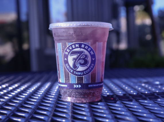 Monster Mash: a 7 Energy drink infused with blue raspberry, pomegranate, and pineapple syrups. 